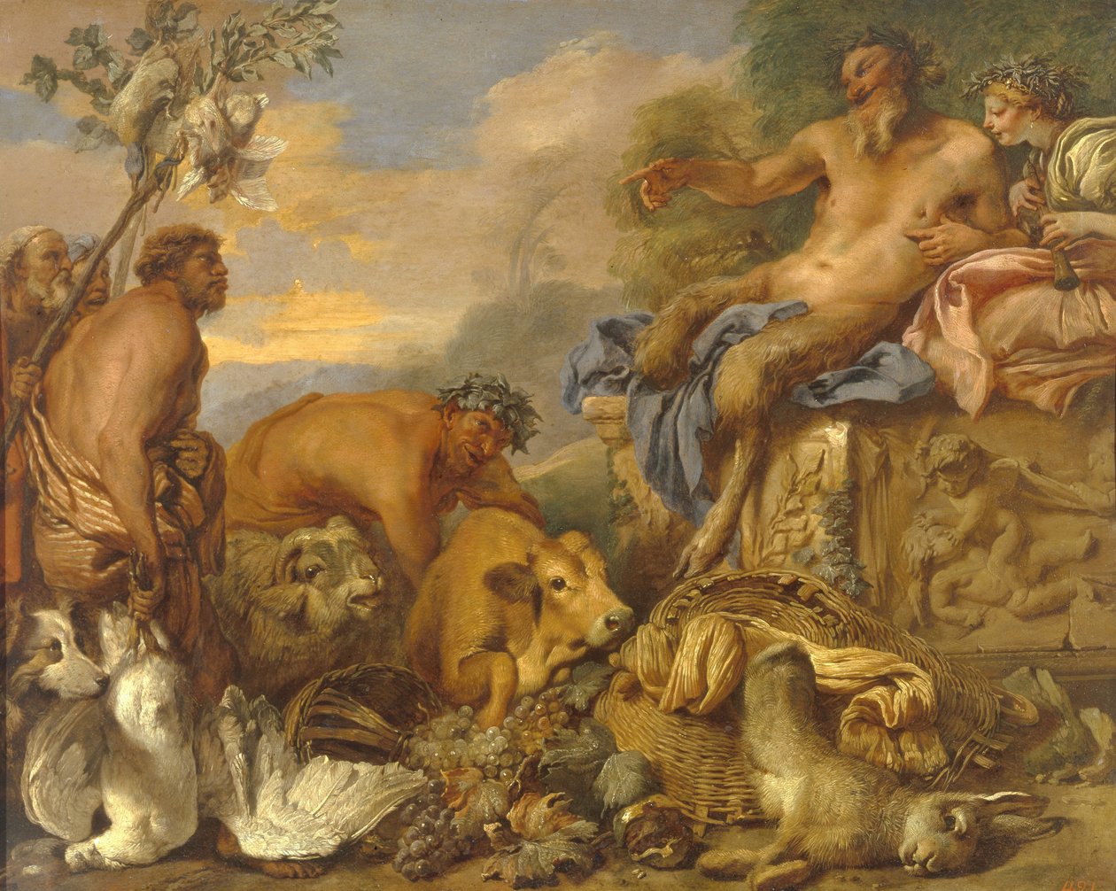 Satyrer, der bringer deres gaver, begyndelsen af 1640