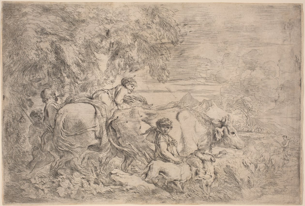 Hyrder, der følger deres flok af Giovanni Benedetto Castiglione