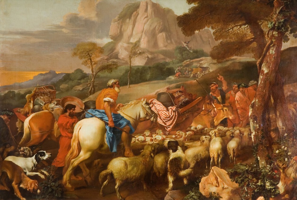Englen, der viser sig for hyrderne, midten af slutningen af det 17. århundrede. af Giovanni Benedetto Castiglione