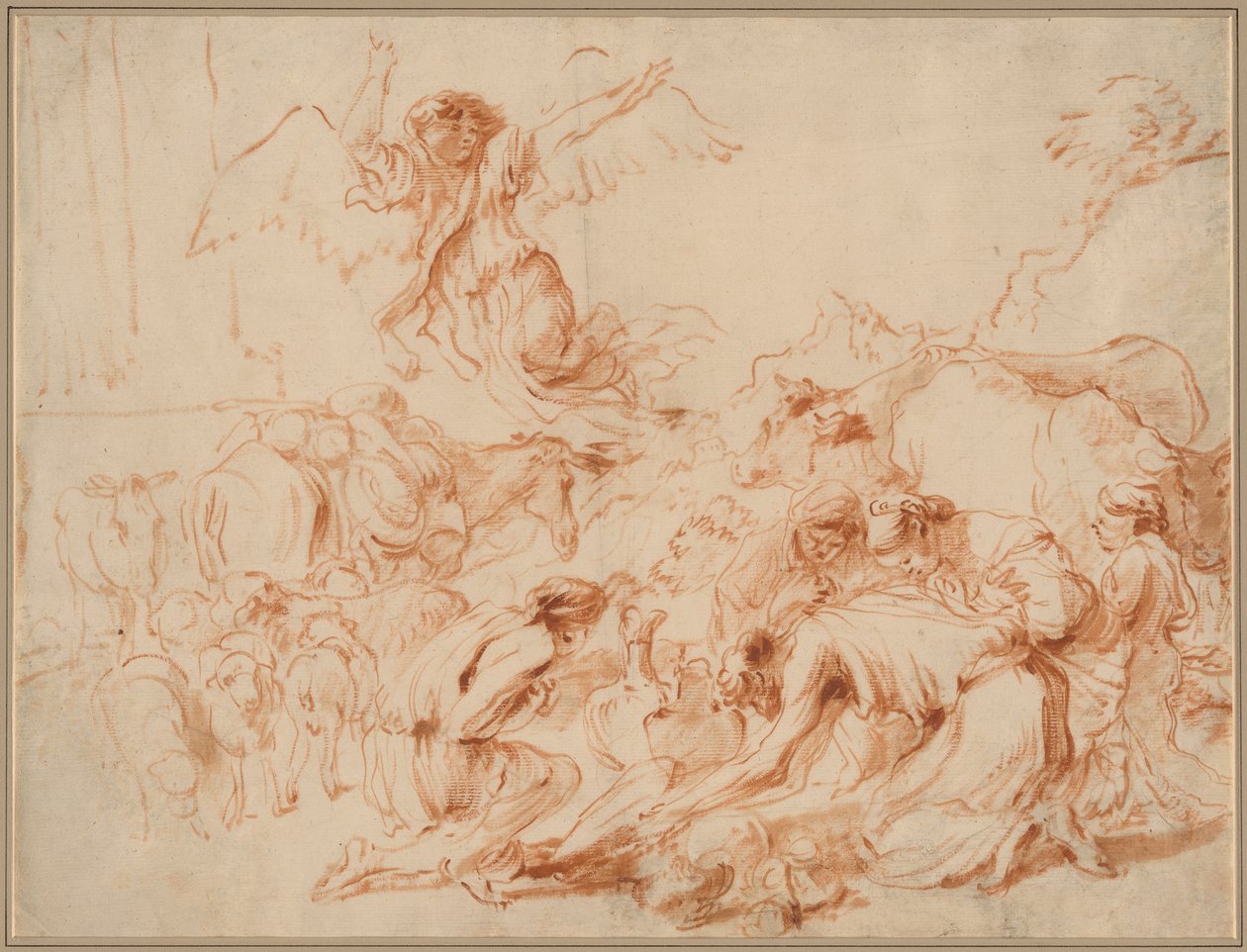 Englen, der forlod Tobits familie () af Giovanni Benedetto Castiglione