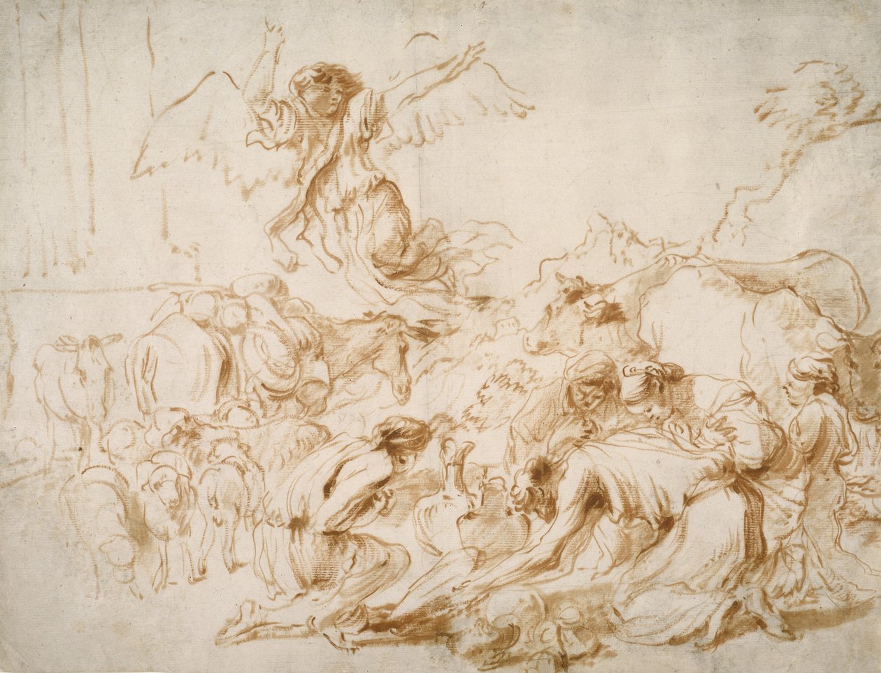 Englen afgår fra familien Tobit, ca. 1655 af Giovanni Benedetto Castiglione