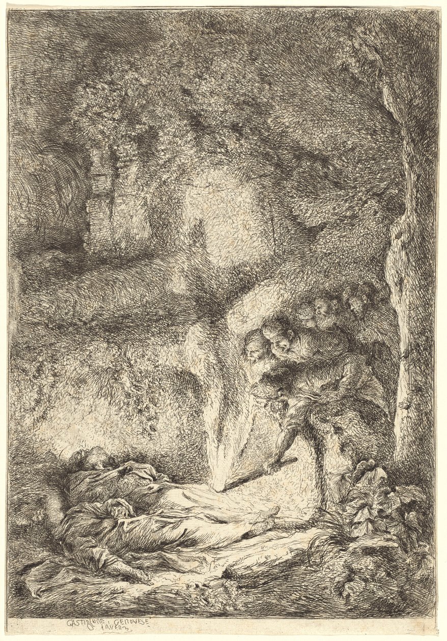 Ligene af de hellige Peter og Paul skjult i katakomberne af Giovanni Benedetto Castiglione