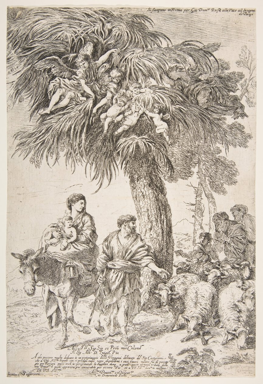 Den hellige familie på deres flugt til Egypten, ca. 1647. af Giovanni Benedetto Castiglione