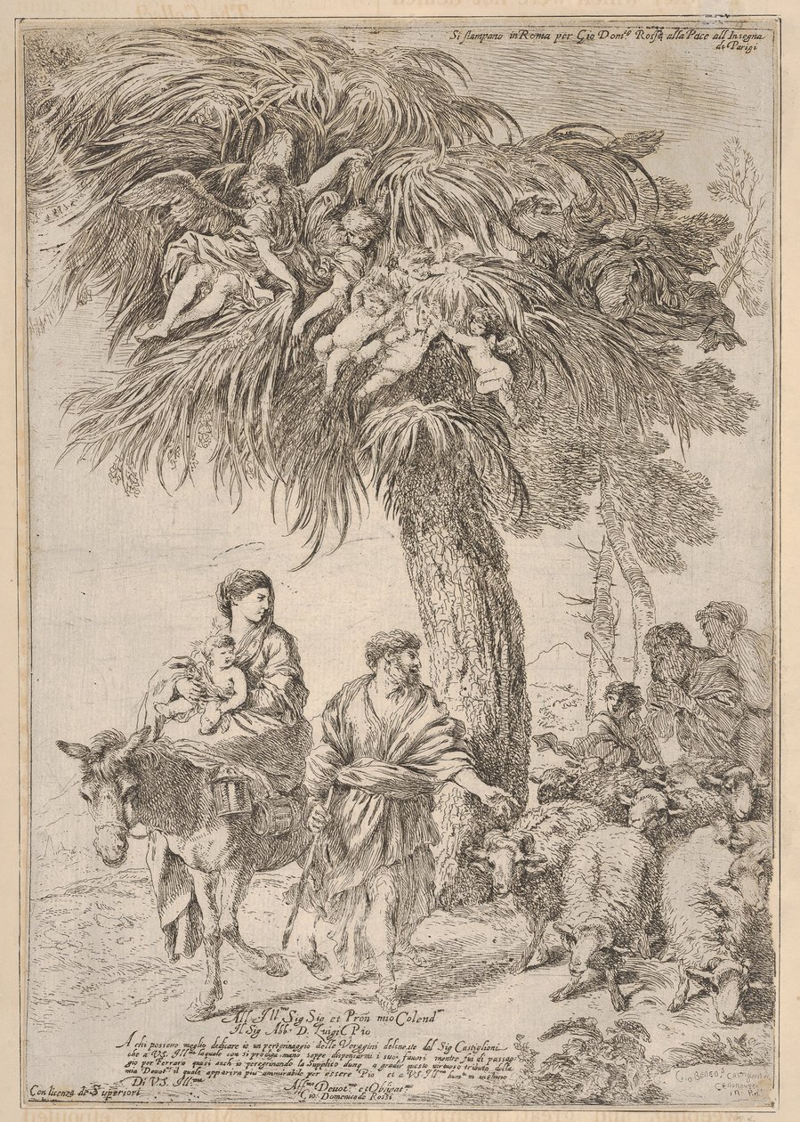 Den hellige familie på deres flugt til Egypten, ca. 1647. af Giovanni Benedetto Castiglione