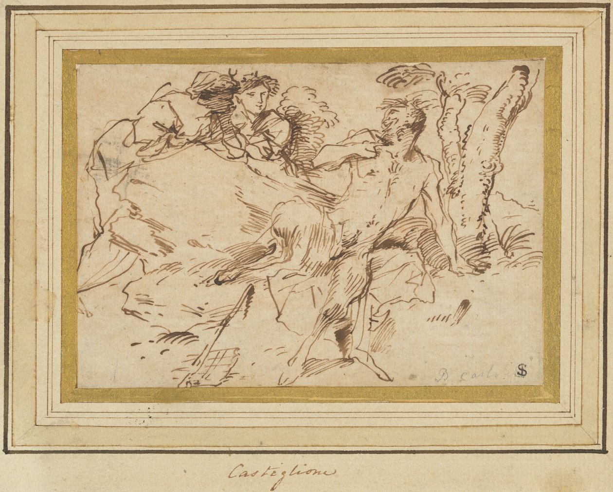 To Nymfer og en Satyr af Giovanni Benedetto Castiglione