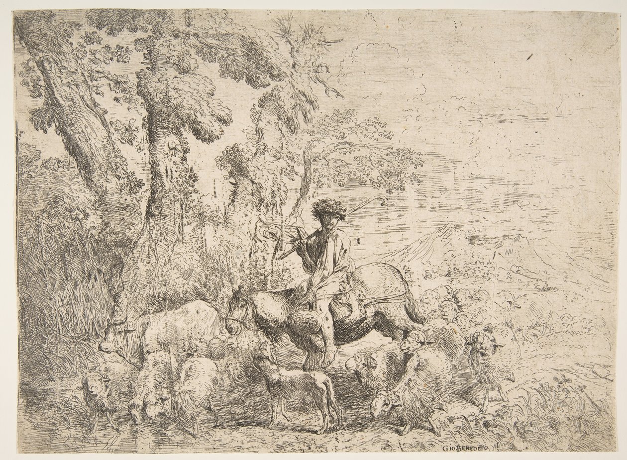 Ung hyrde til hest, 1638. af Giovanni Benedetto Castiglione