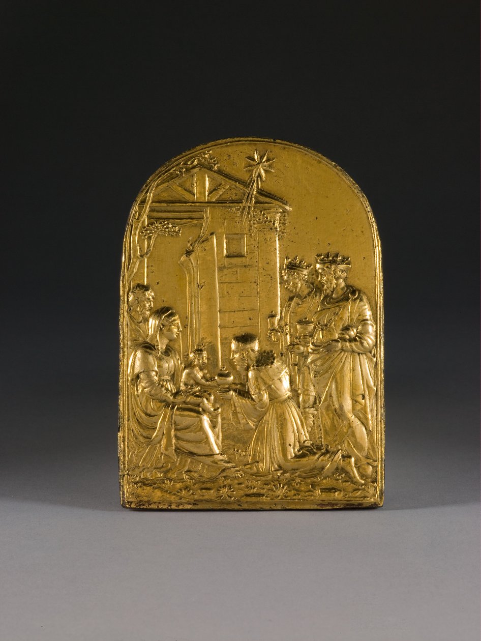 Plakette, The Adoration of the Magi, begyndelsen af det 16. århundrede (bronze) af Giovanni Bernardi