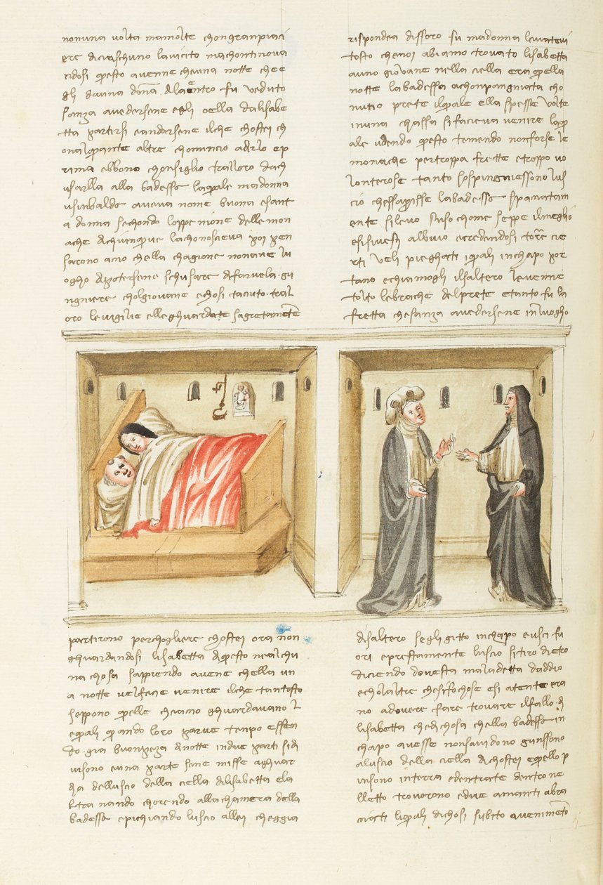 Decameron, Nonnen; Isabetta og hendes elsker; Isabetta foran abbedissen , Niende dag, novelle 2. af Giovanni Boccaccio