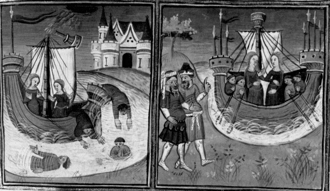 Decameron, Alatiels skibs forlis; den unge pige vender hjem. Anden dag, novelle 7 af Giovanni Boccaccio