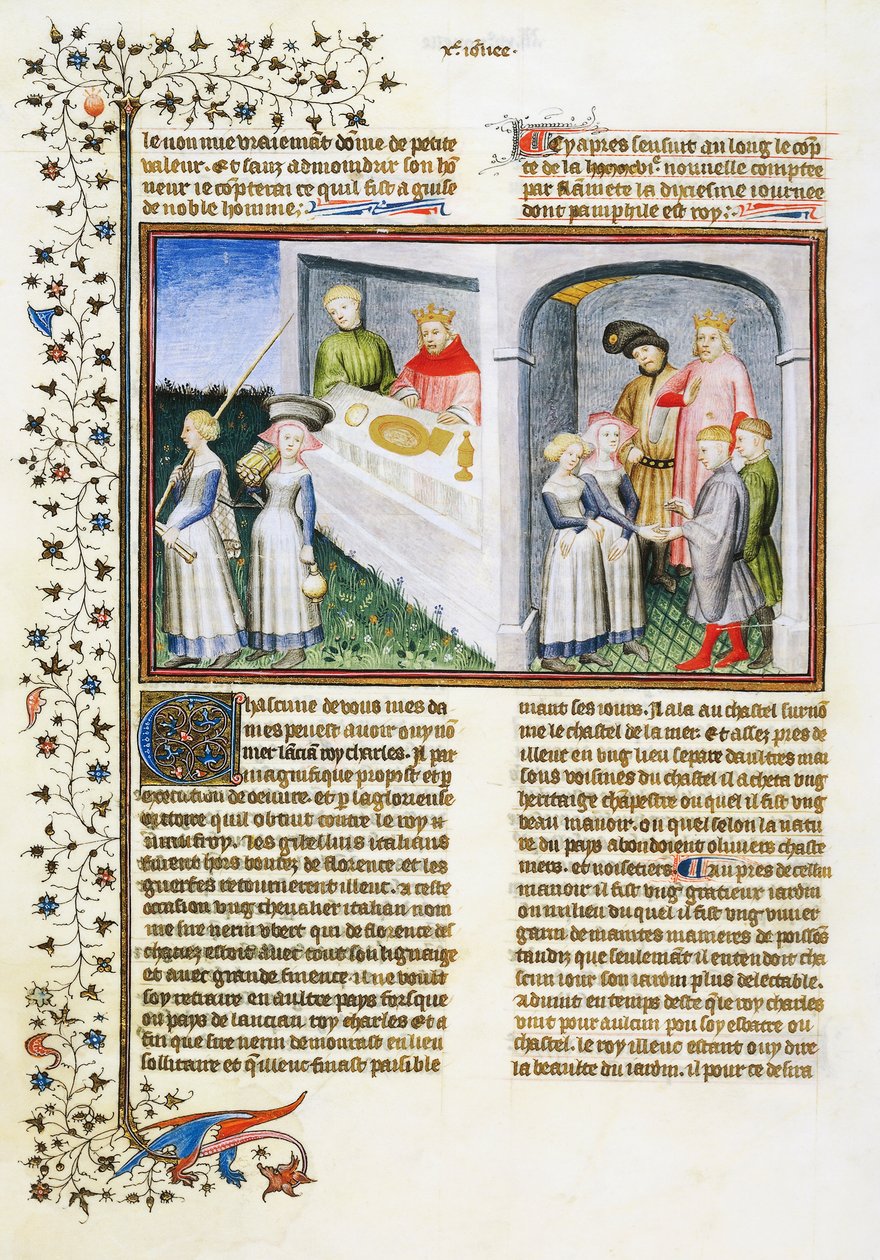 Madonna Dianora lover sig selv til Messer Ansaldo til haven; Messer Ansaldo ansætter necromancer og giver hendes have; Madonna Dianora fortæller sin mand Gilberto om sit løfte, og han tilgiver hende af Giovanni Boccaccio