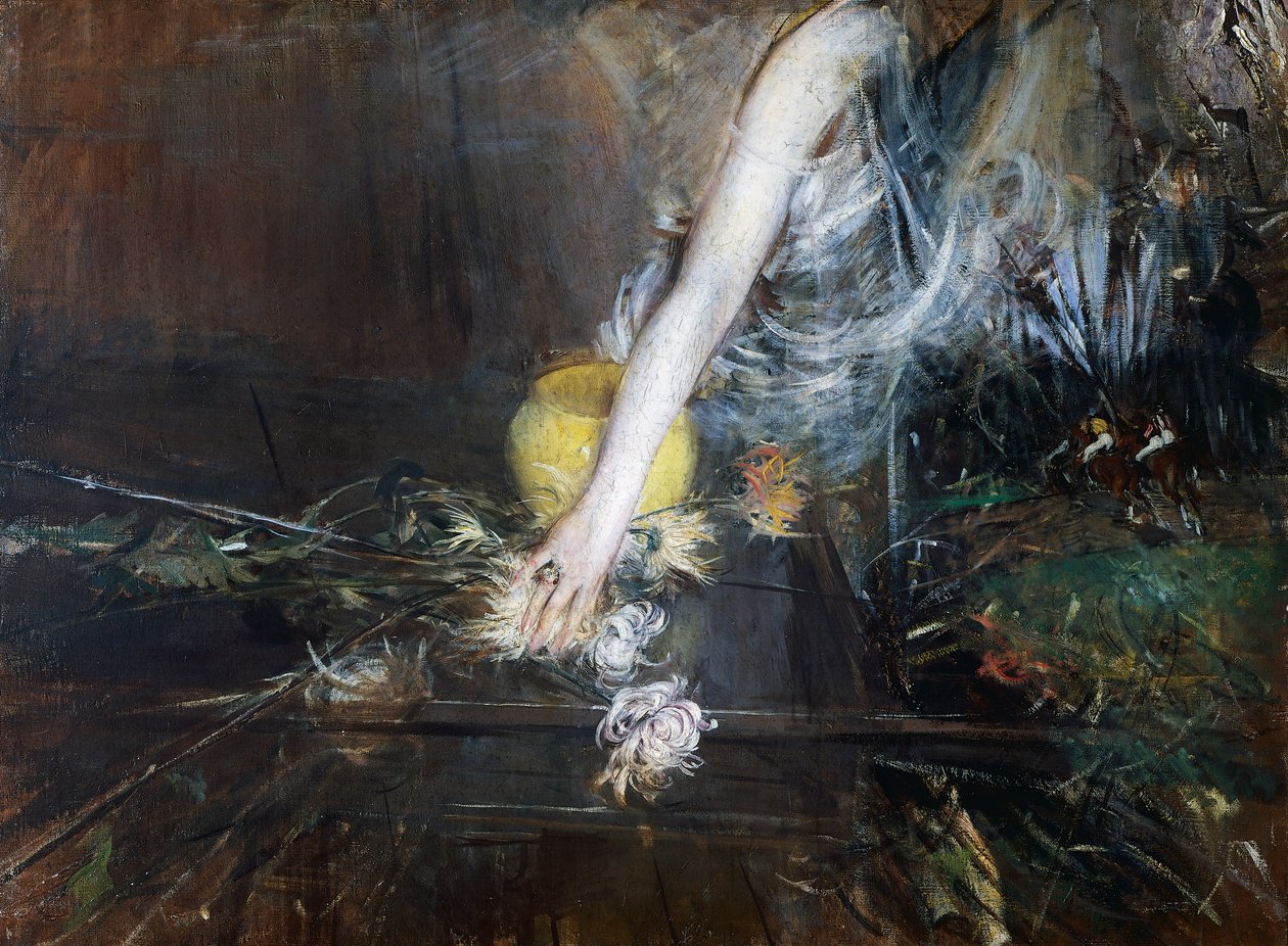 Arm med blomstervase, ca 1910, af Giovanni Boldini (1842-1931), olie på lærred. Italien, 20. århundrede. af Giovanni Boldini