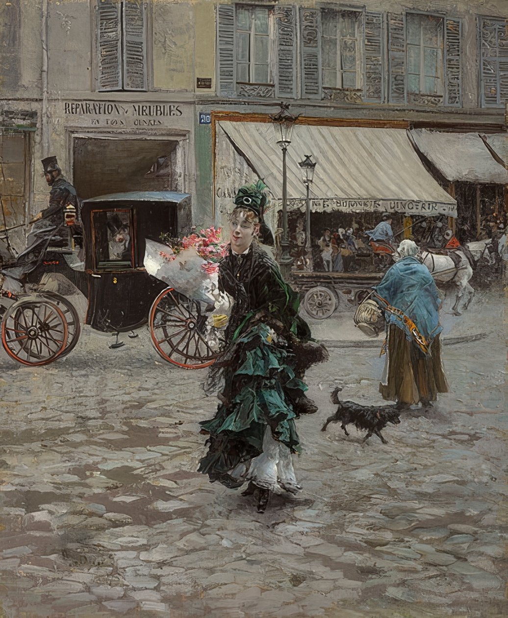 Når man krydser gaden. 1873-75 af Giovanni Boldini