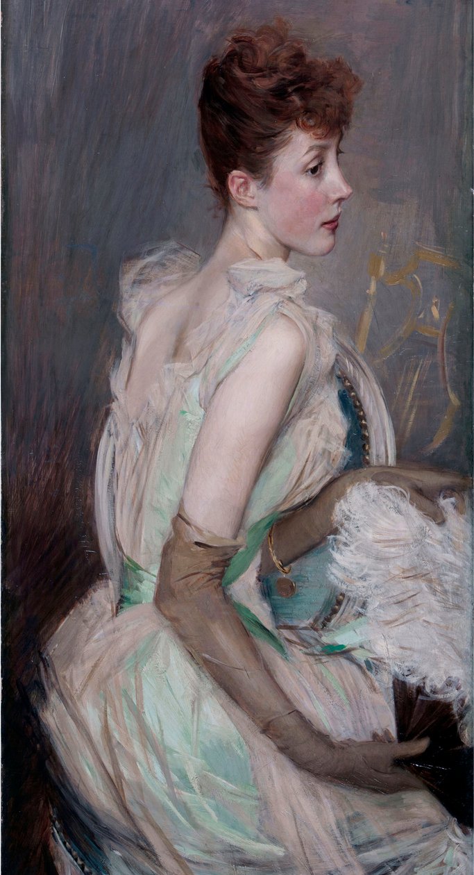 Belle epoque: ""Portræt af grevinden af ​​Leusse født Suzanne Berthier (1868-1936) (Portræt af grevinde De Leusse, født Berthier) Maleri af Giovanni Boldini (1842-1931) af Giovanni Boldini