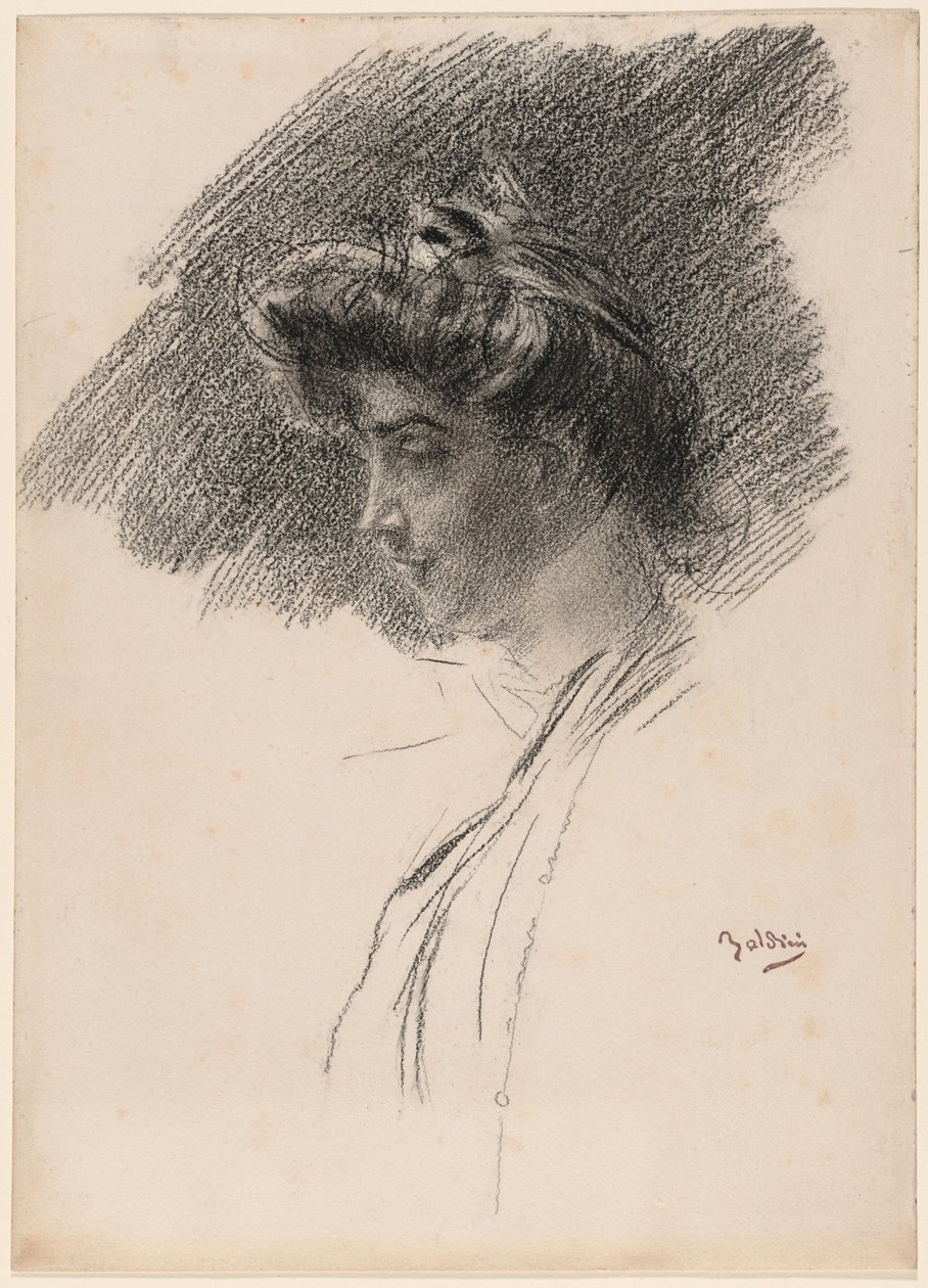 Buste af en ung kvinde i profil af Giovanni Boldini