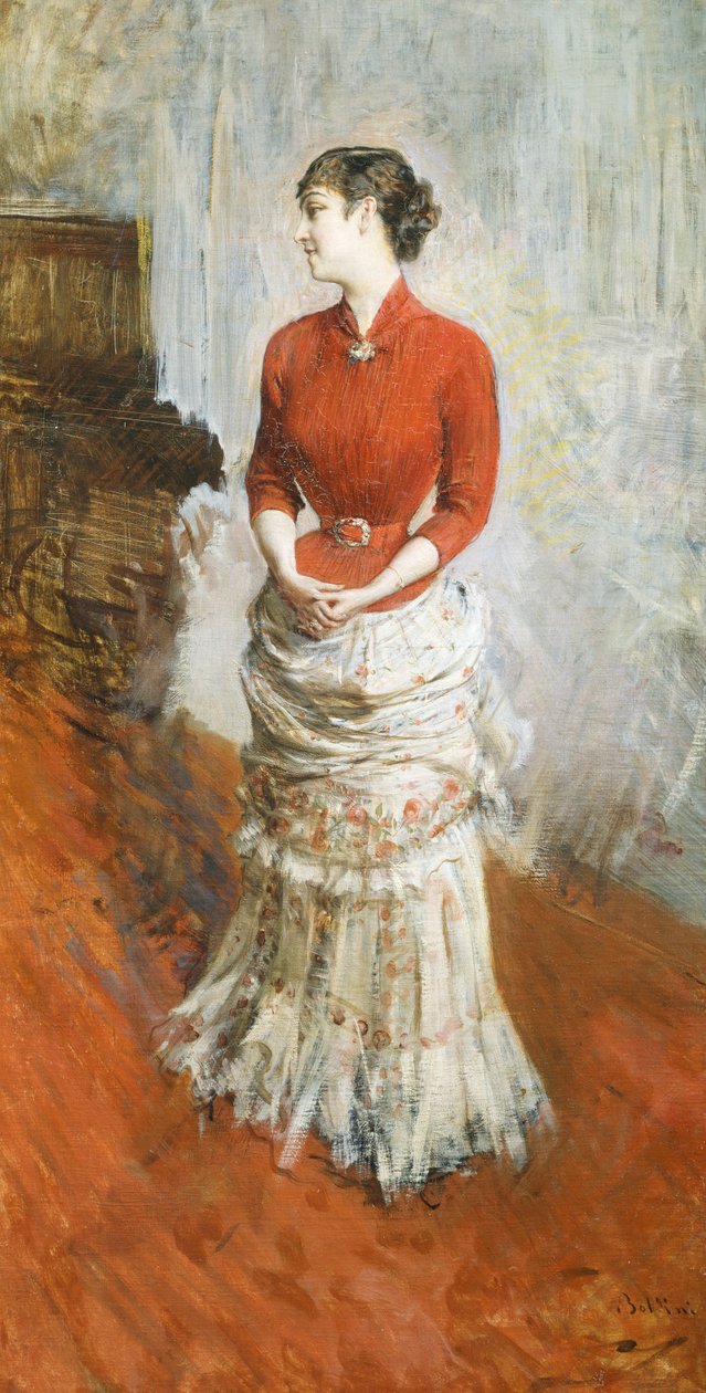Grevinde de Rasty stående, omkring 1878, af Giovanni Boldini (1842-1931), olie på lærred af Giovanni Boldini