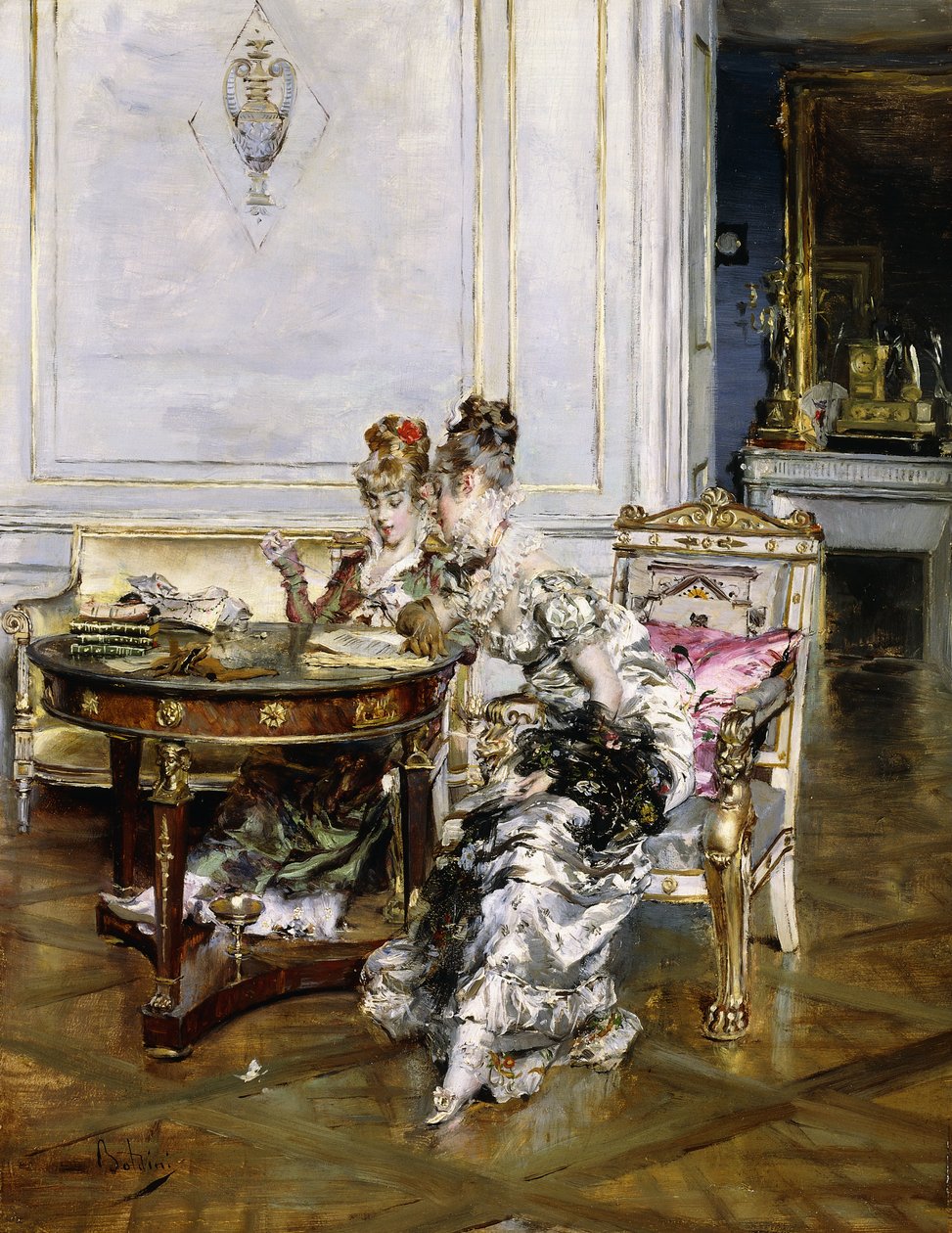 Elegante damer i et interiør, ca. 1875 af Giovanni Boldini