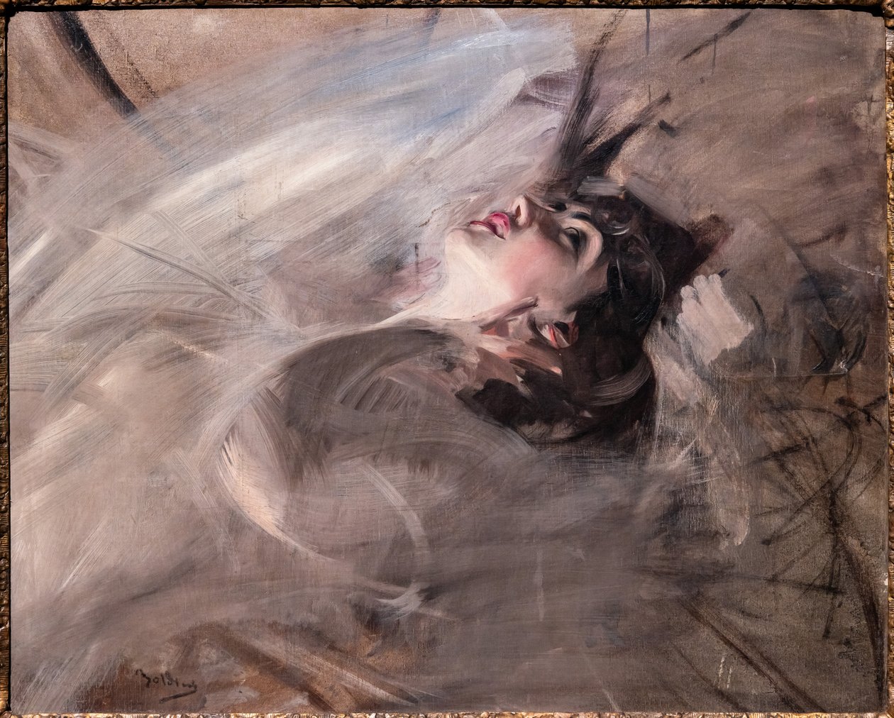 Halv længde af ung kvinde liggende af Giovanni Boldini