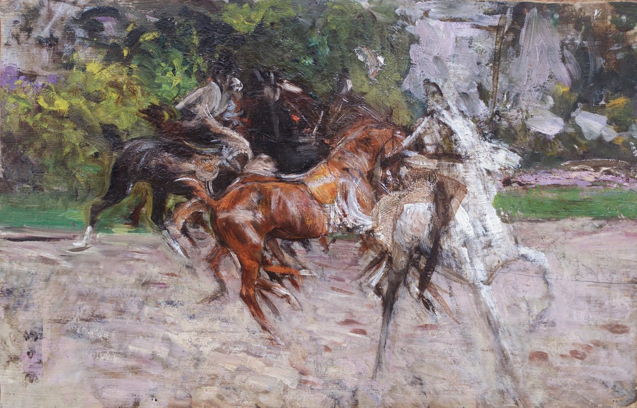 Heste ved Bois de Boulogne, ca. 1885 (olie på plade) af Giovanni Boldini