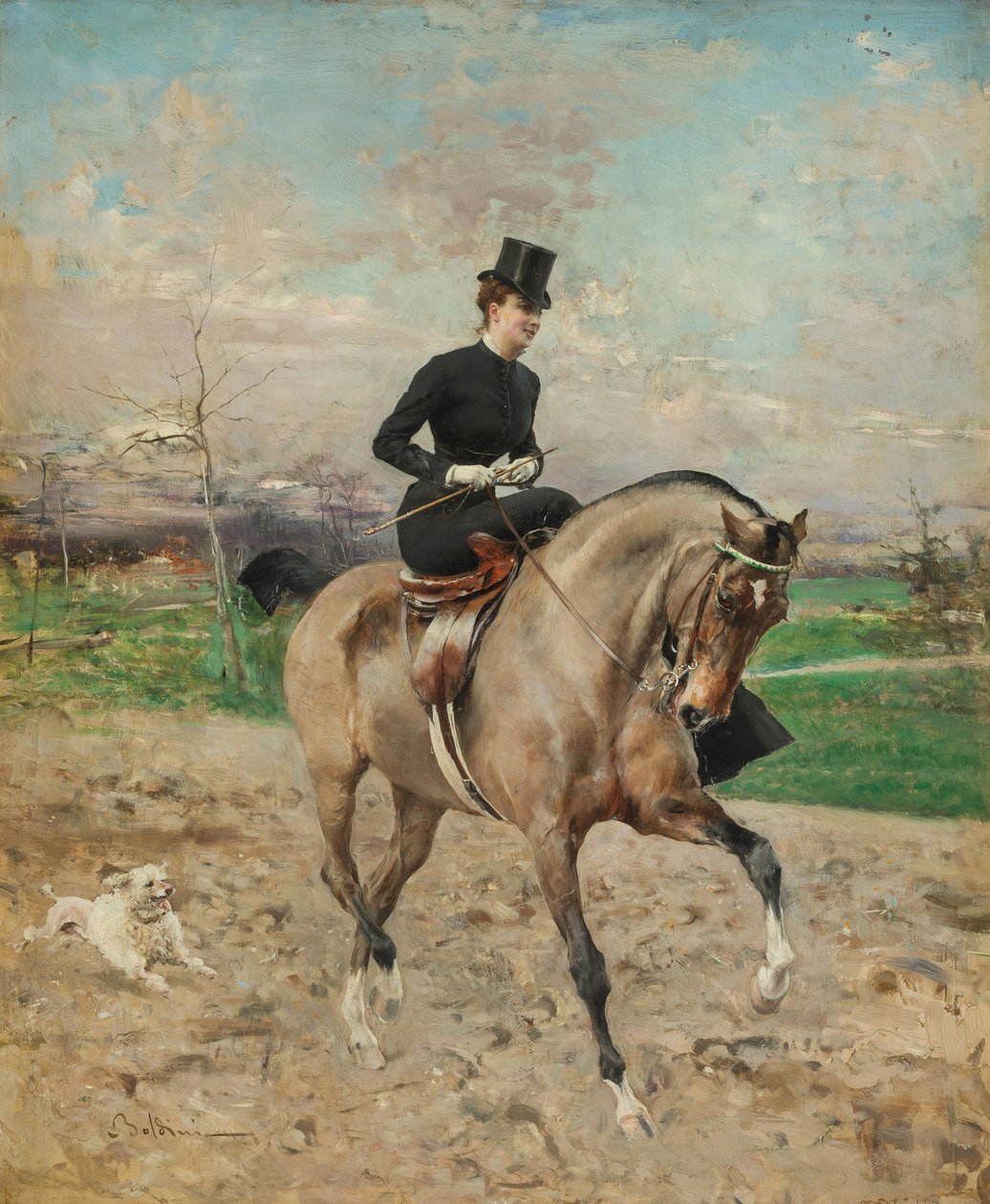Rytter. Alice Régnault til hest, 1878. af Giovanni Boldini