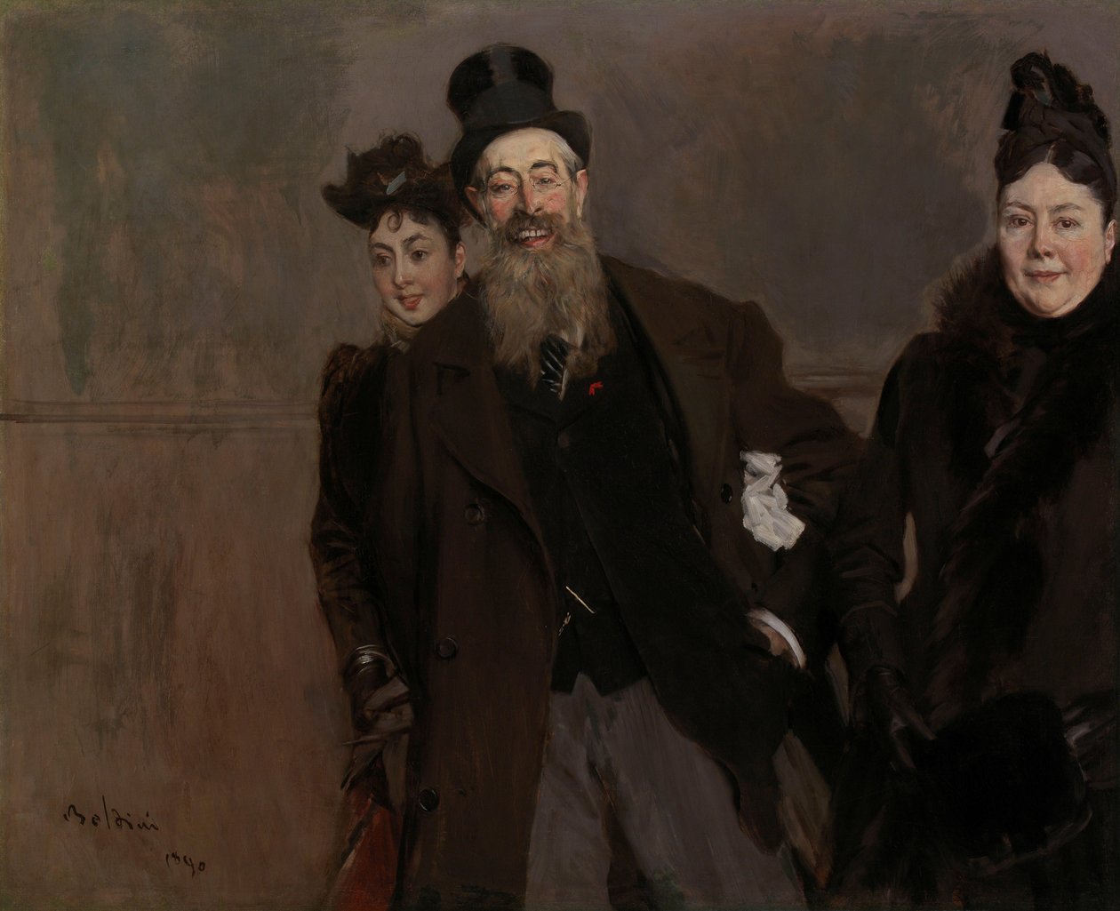 John Lewis Brown med kone og datter, 1890. af Giovanni Boldini