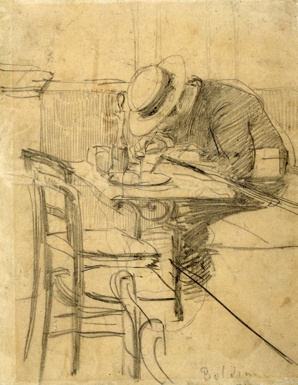 Maleren Helleu siddende på en caféterrasse af Giovanni Boldini