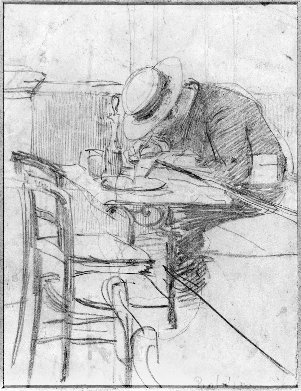Paul Cesar Helleu ved et bord på en café af Giovanni Boldini
