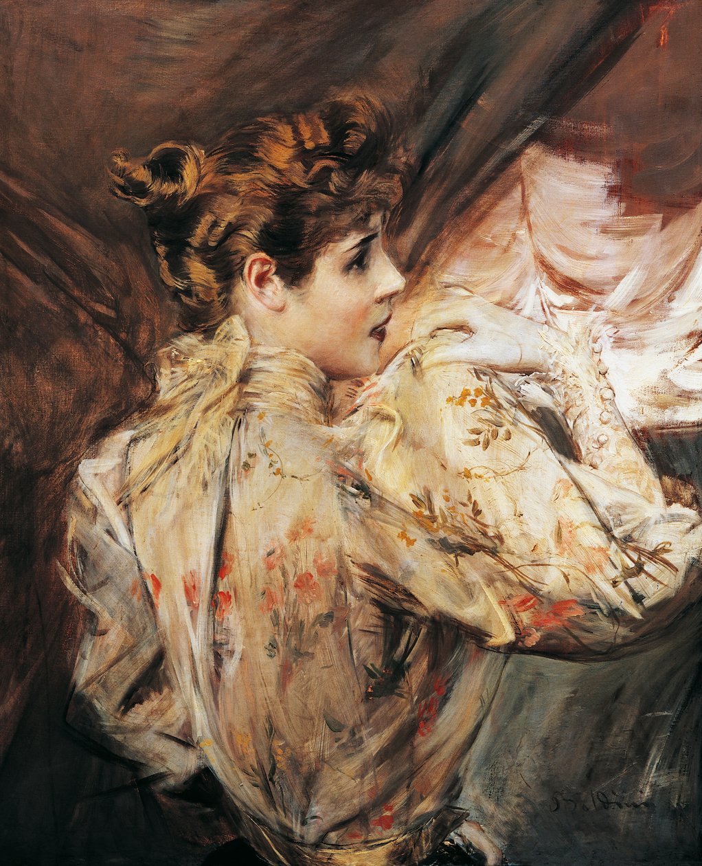 Portræt af Eleonora Duse (Vigevano 1858 - Pittsburgh 1924), italiensk skuespillerinde, Maleri af Giovanni Boldini (1842-1931) af Giovanni Boldini