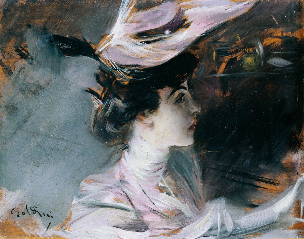 Portræt af Lina Cavalieri med ny hat, af Giovanni Boldini (1842-1931) af Giovanni Boldini