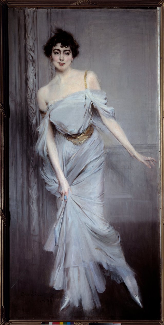 Portræt af Madame Charles Max. Maleri af Boldini (1842 - 1931) af Giovanni Boldini