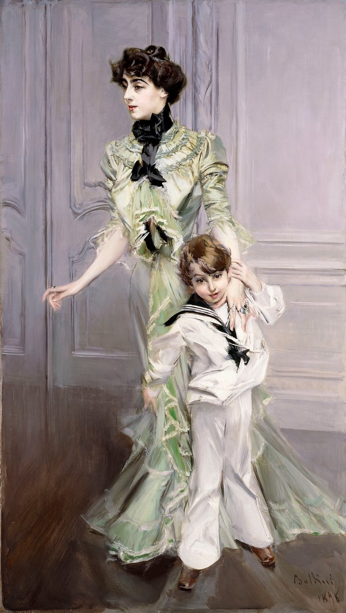 Portræt af Madame Hugo og hendes søn, 1924 af Giovanni Boldini