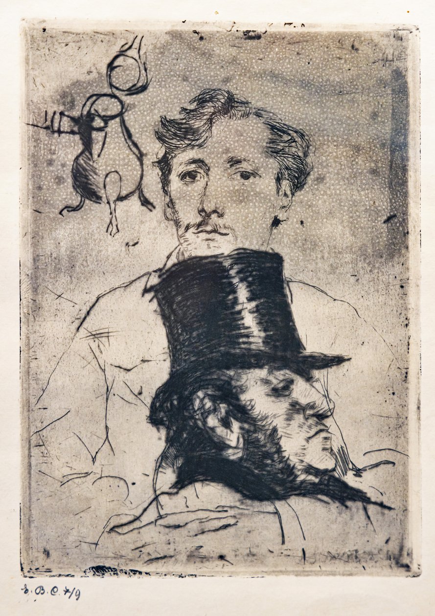 Portræt af Rodenbach (ætsning og tørnål) af Giovanni Boldini