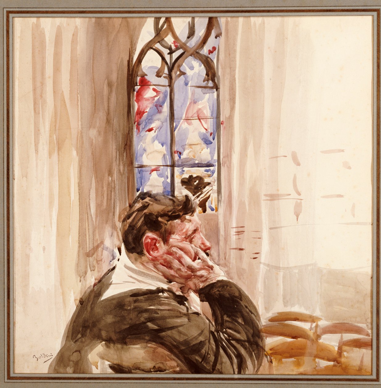 Portræt af en mand i en kirke, 1900 af Giovanni Boldini
