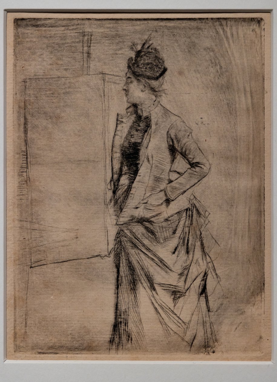 Portræt af en stående ung kvinde i profil (The Visit) af Giovanni Boldini