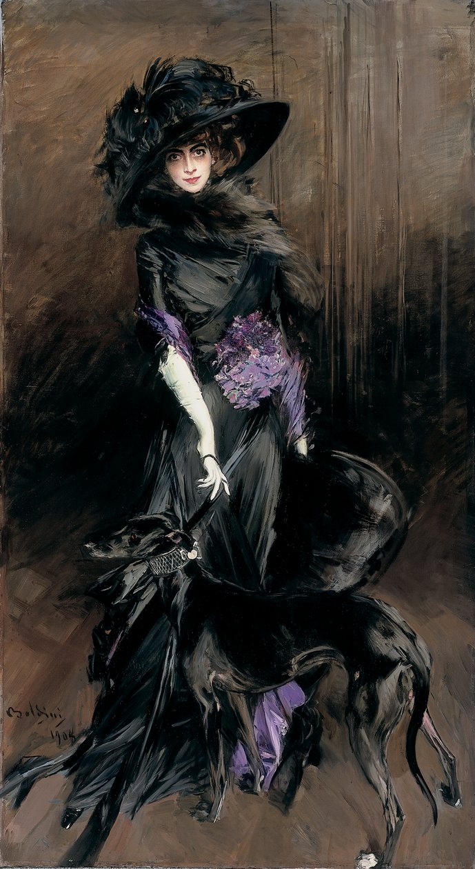 Portræt af Marchesa Luisa Casati med en mynde af Giovanni Boldini