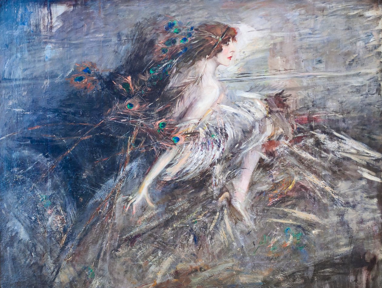 Portræt af Marquise Casati med påfuglefjer af Giovanni Boldini