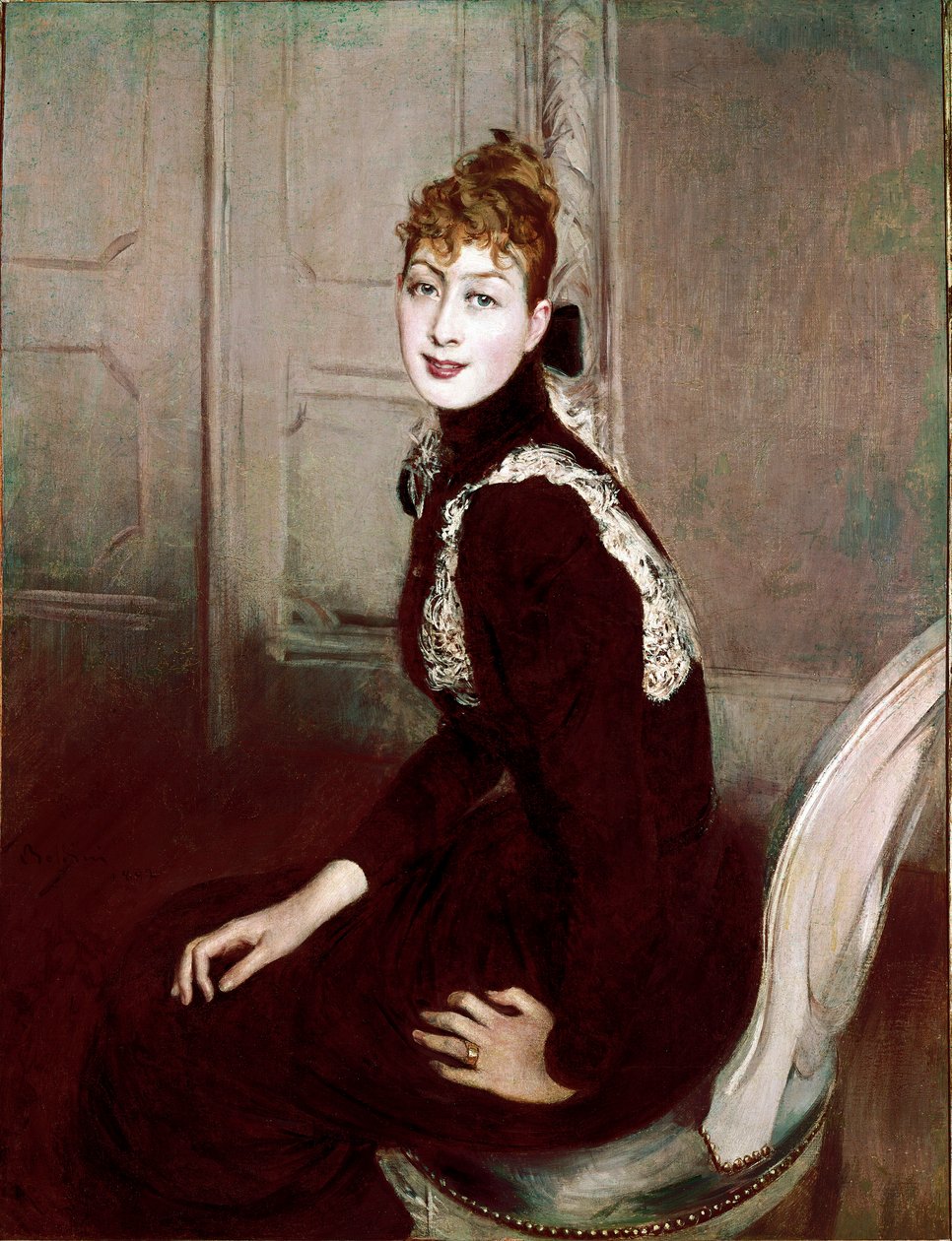 Portræt af markisen Franzoni. Maleri af Giovanni Boldini (1842-1931) af Giovanni Boldini