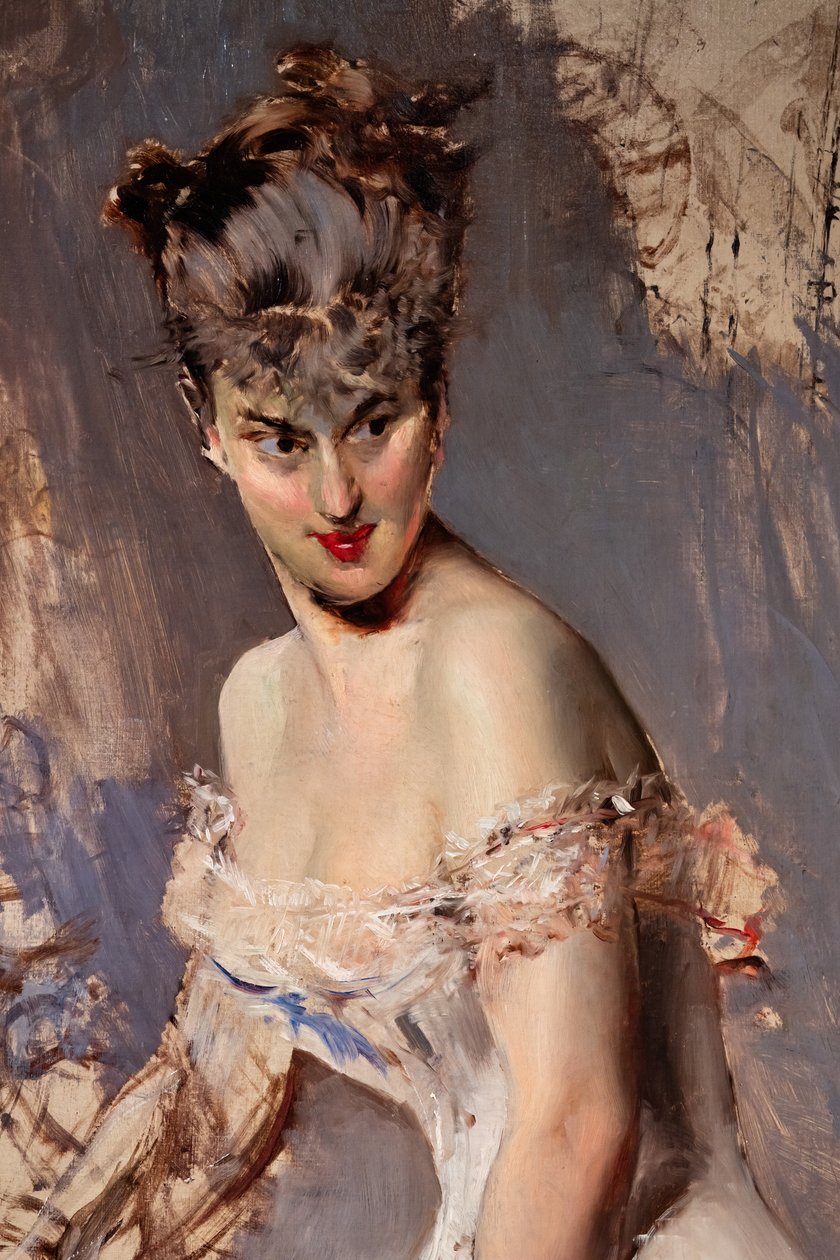 Portræt af skuespillerinden Alice Regnault, detaljer af Giovanni Boldini