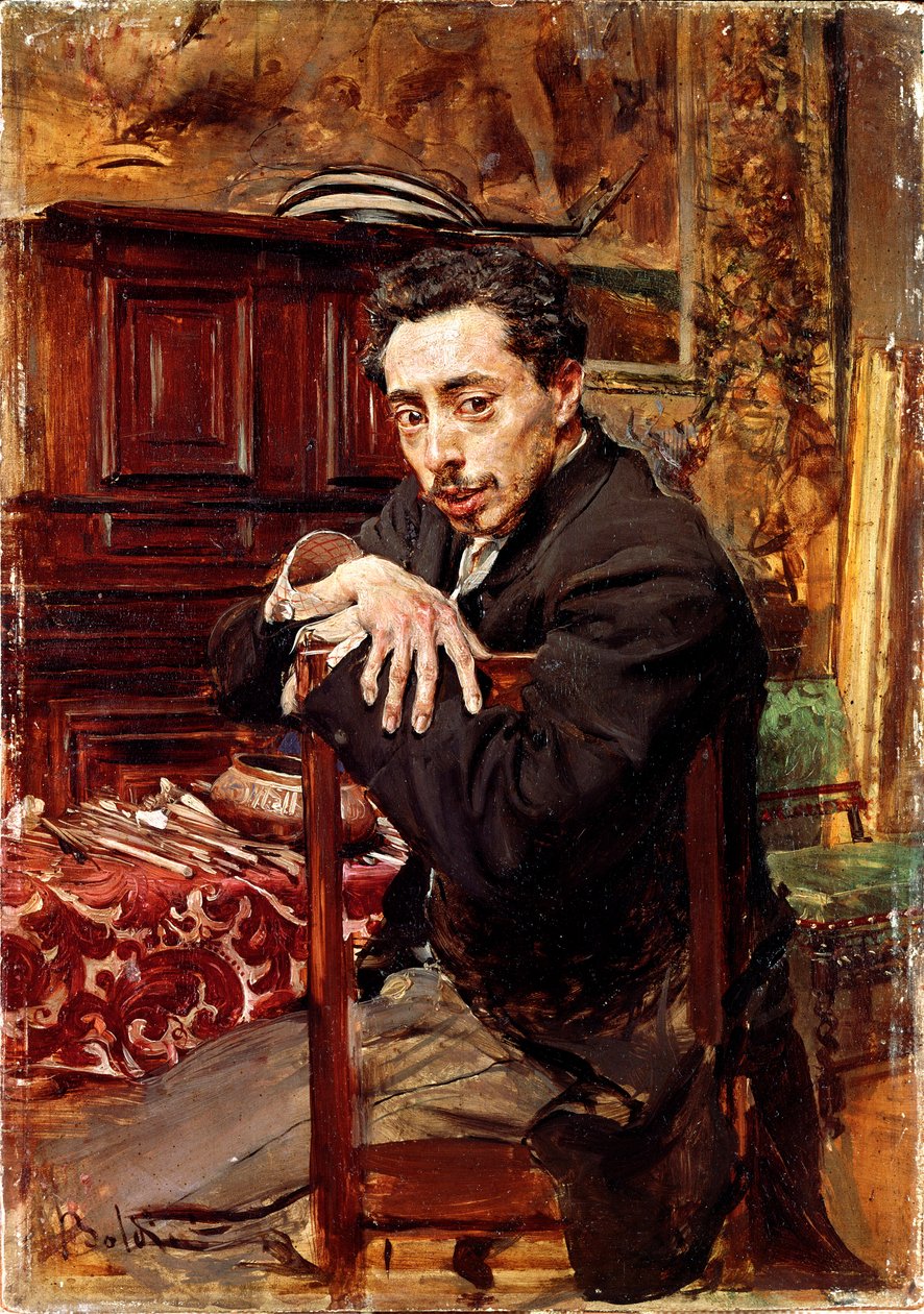Portræt af maleren Joaquin Araujo Ruano. Maleri af Giovanni Boldini (1842-1931) ca. 1889. Olie på lærred. Mål: 29x20 cm. Pistoia, Boldini-samlingen af Giovanni Boldini