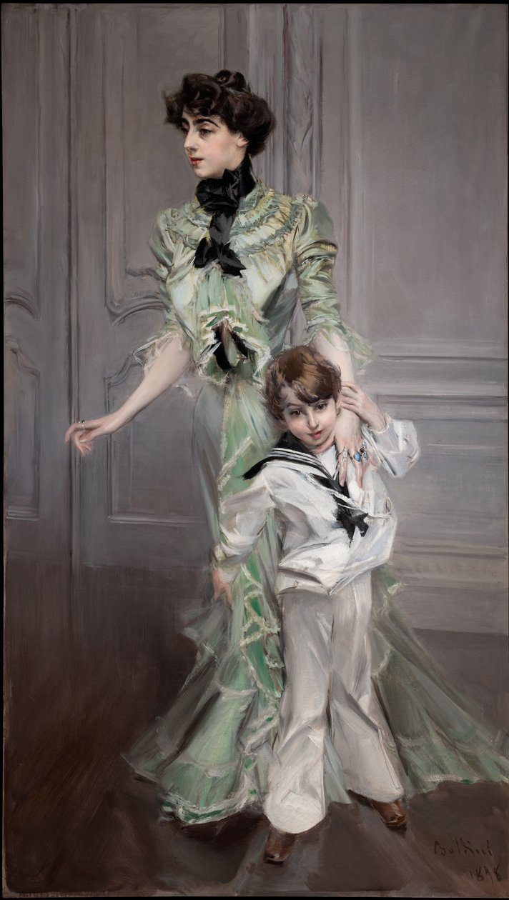 Portræt af fru Hugo og hendes søn, 1898. af Giovanni Boldini
