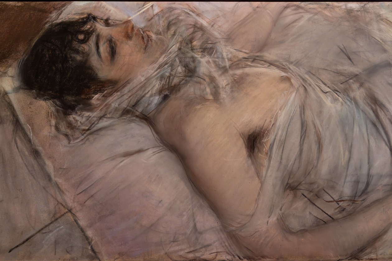 Grevinden af Rasty Reclining, detalje af Giovanni Boldini