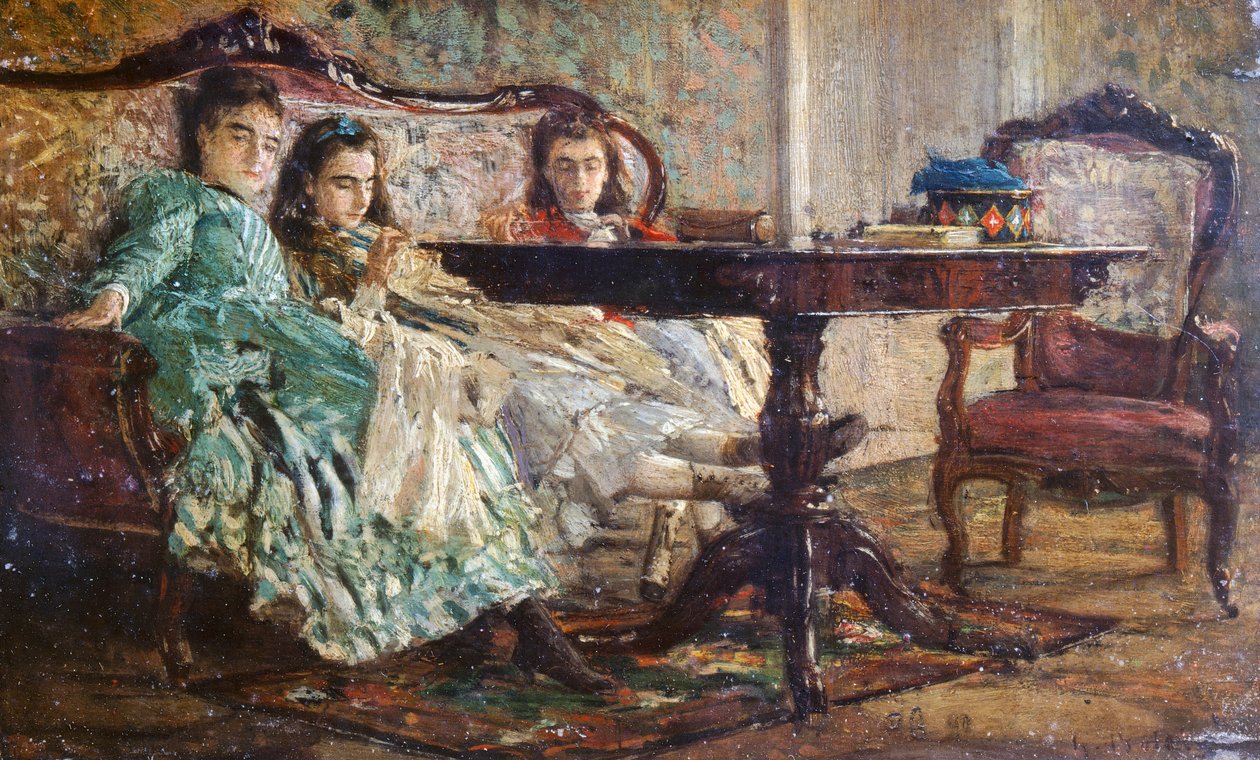 The Laskaraki Sisters af Giovanni Boldini (1842-1931), olie på træ af Giovanni Boldini
