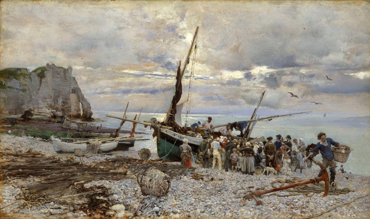 Fiskerbådenes tilbagevenden, Etretat, 1879 af Giovanni Boldini