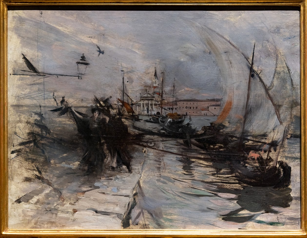 Venedig, St. Giorgio Maggiore set fra byen, ca. 1885 (olie på panel) af Giovanni Boldini