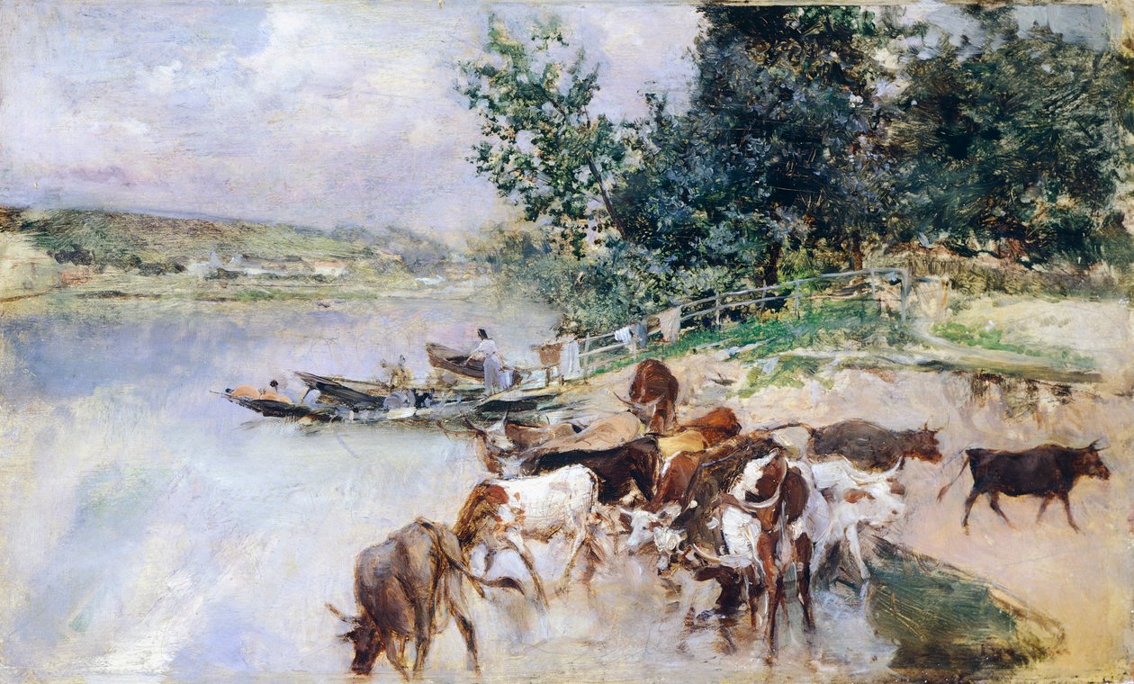 Vanding af kvæg på Seinen, af Giovanni Boldini (1842-1931) af Giovanni Boldini