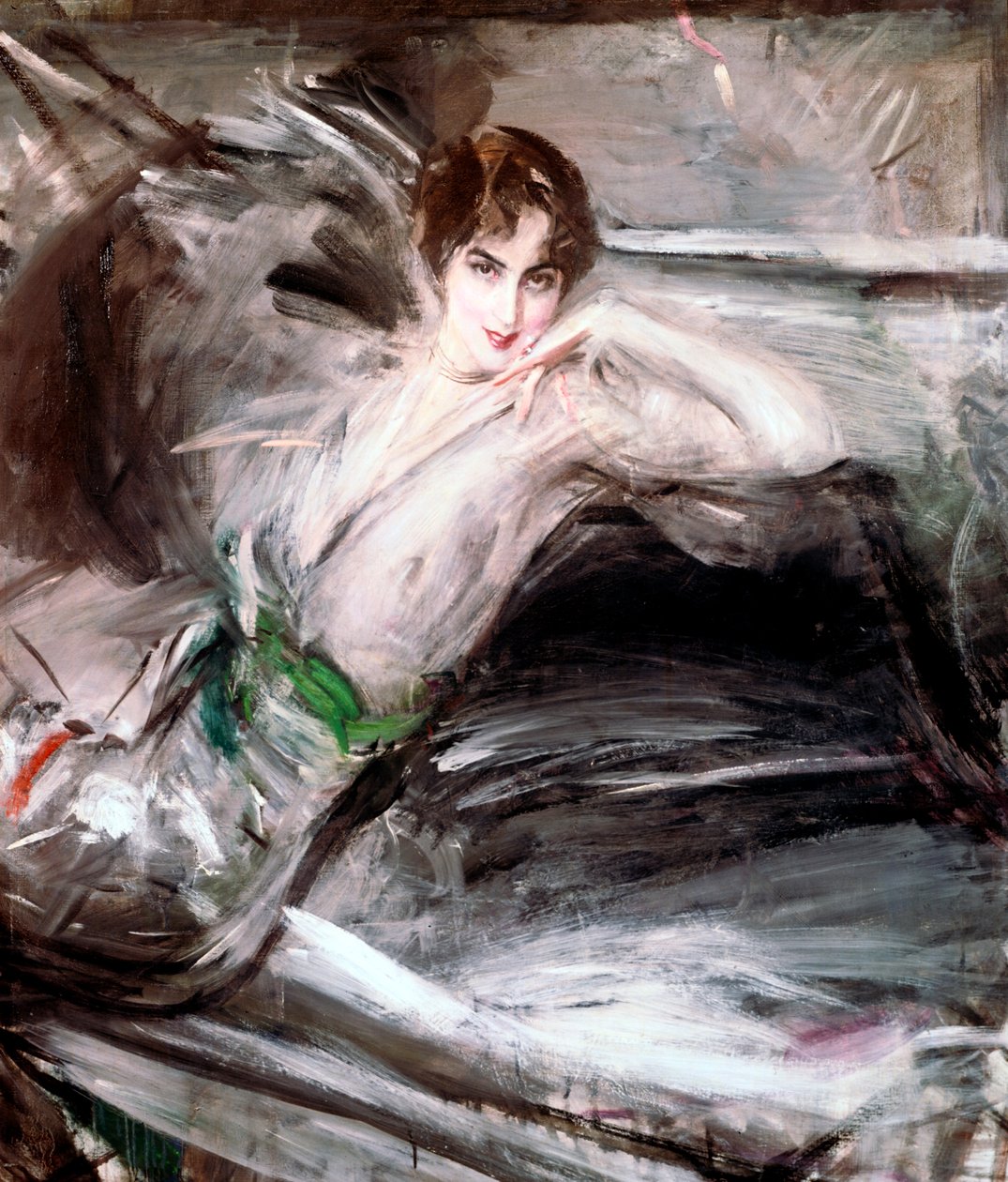 Kvinde sad på stol, c1860 af Giovanni Boldini