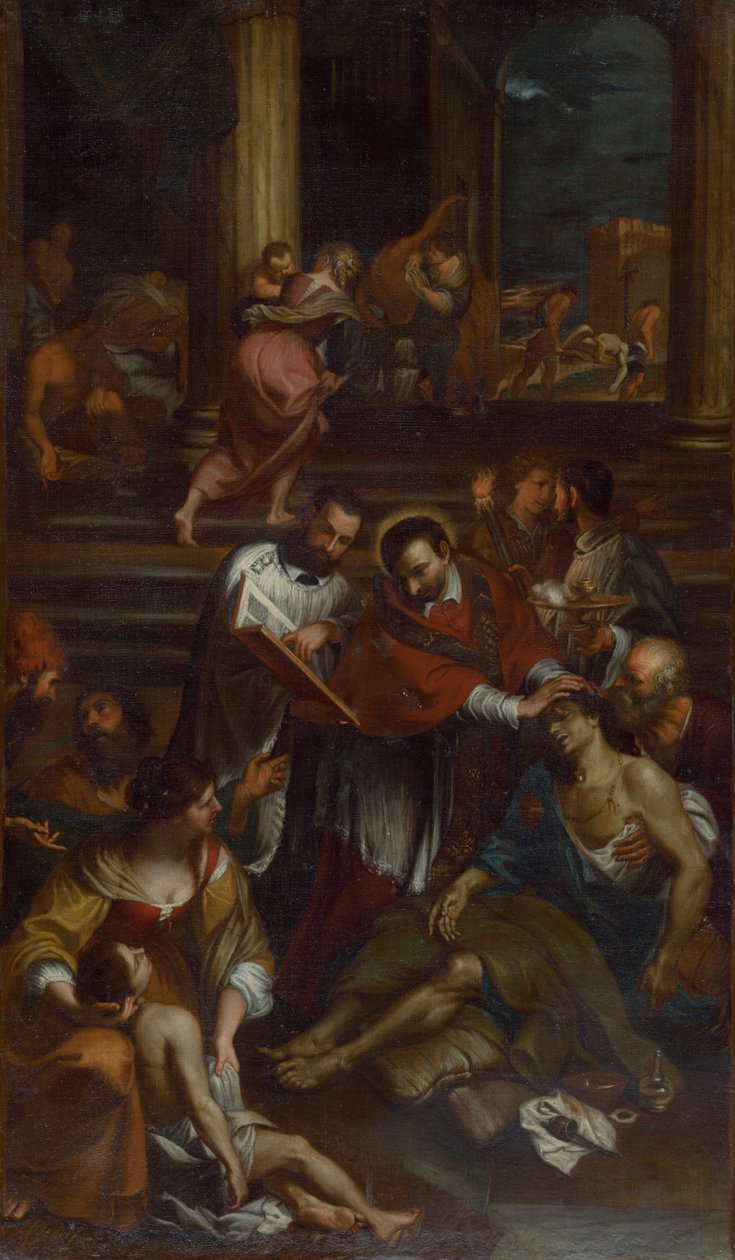 Saint Charles Borromeo blandt pestofre, anden halvdel af det 17. århundrede.. af Giovanni Bonatti
