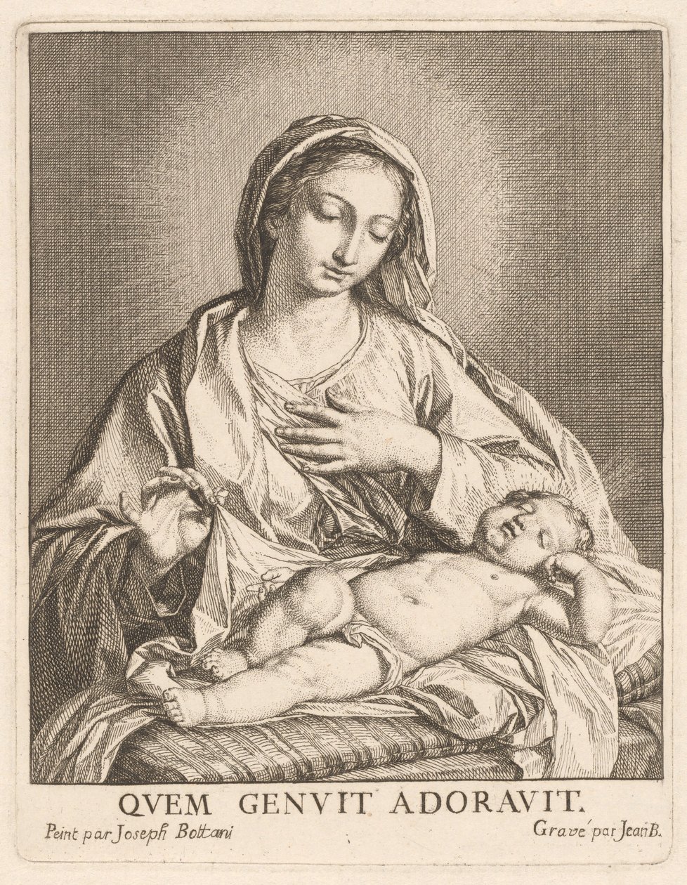 Jomfruen og det sovende barn af Giovanni Bottani, after Giuseppe Bottani