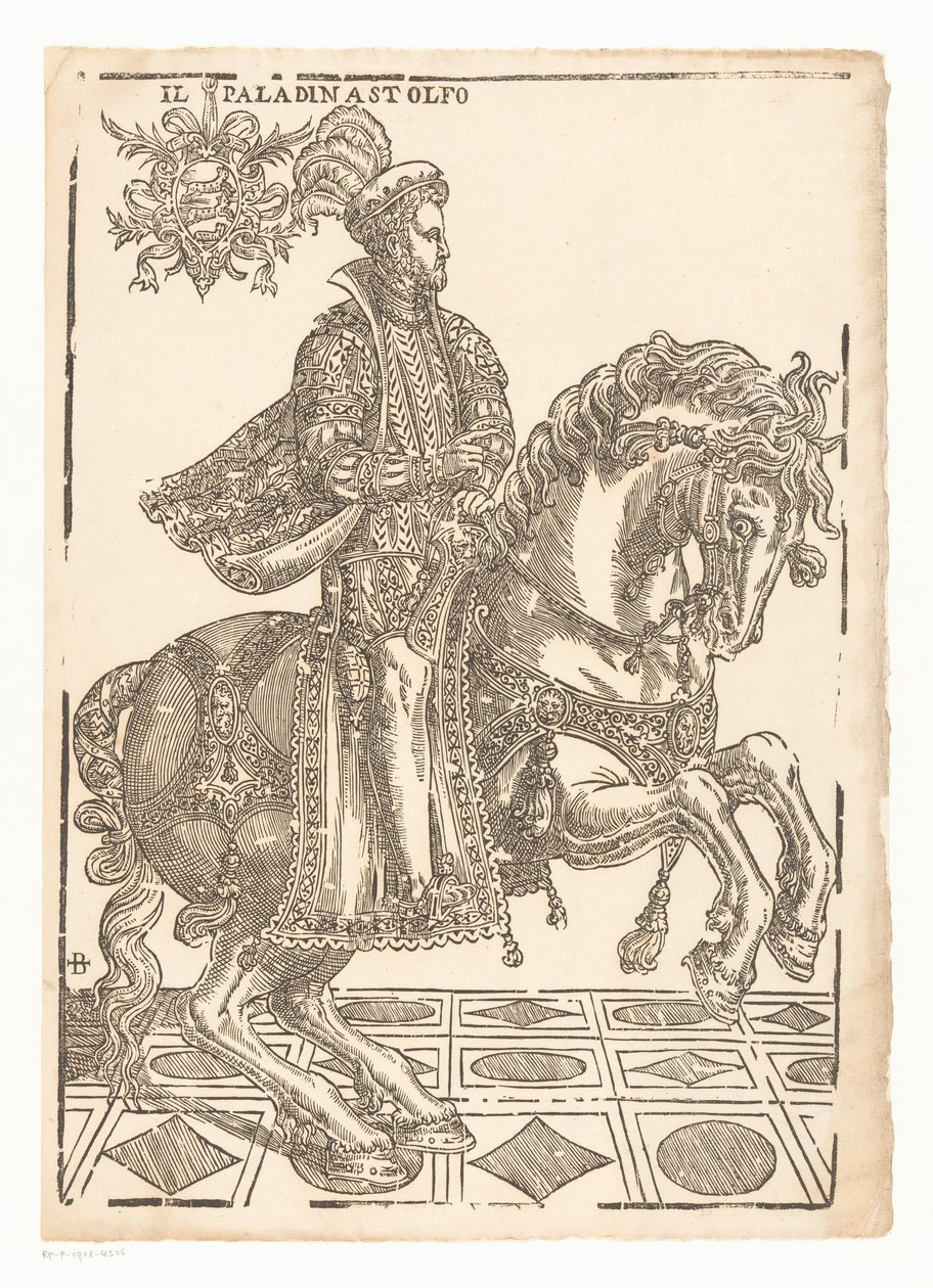 Astolfo til hest Il paladin Astolfo (titel på objekt) af Giovanni Britto