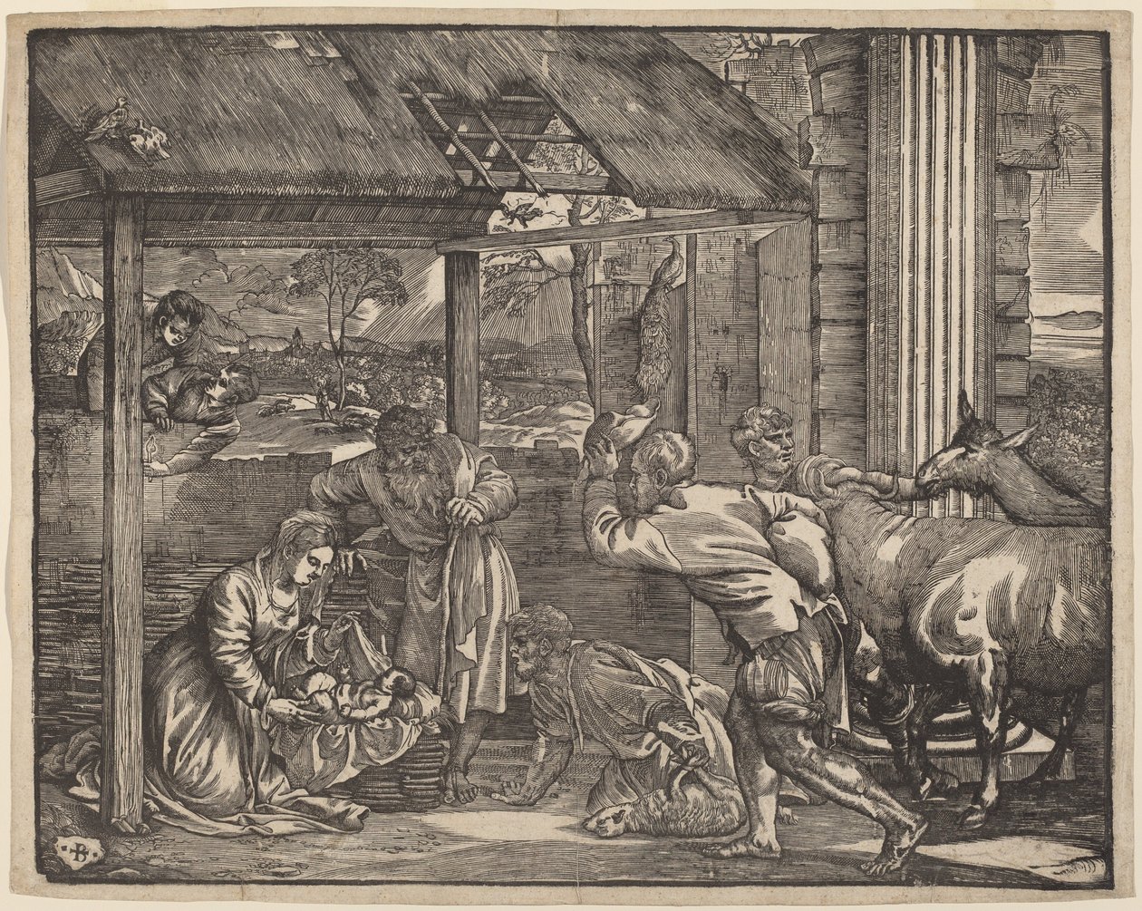 Hyrdernes tilbedelse af Giovanni Britto after Titian