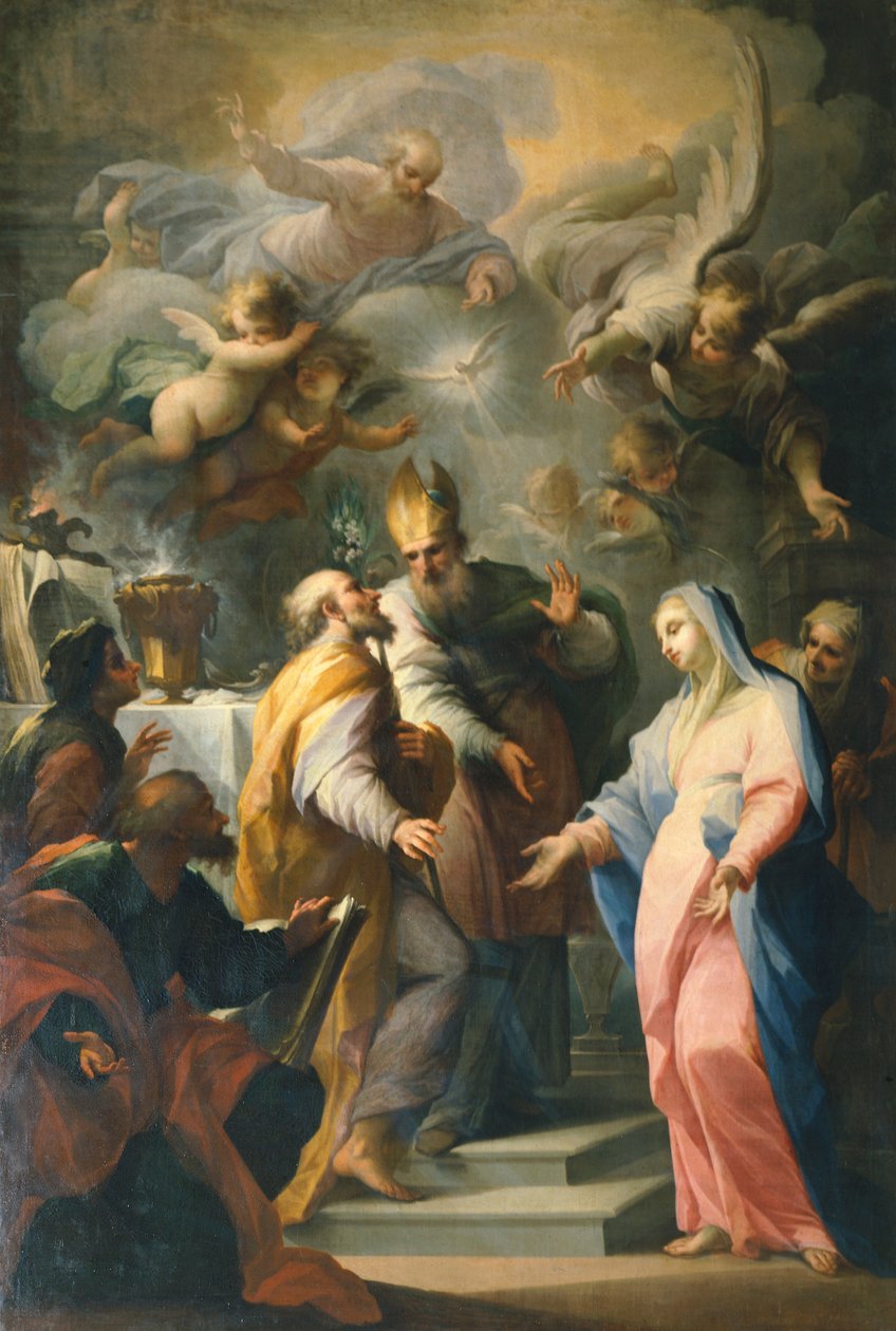 Neitsyt Marian häät, kirjoittanut Giovanni Camillo Sagrestani (1660-1731) Santo Spiriton kirkko, Firenze, Italia af Giovanni Camillo Sagrestani